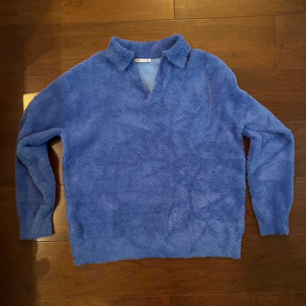 Zara Fuzzy Blue Sweater